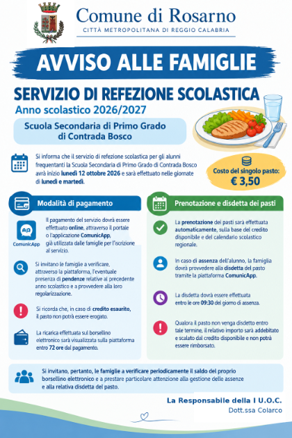 AVVISO ALLE FAMIGLIE